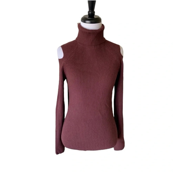 NWOT Theory Jemliss Evian Ribbed Turtleneck Sweater Burgundy Casual Medium - Picture 2 of 10